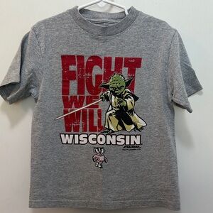 Gray Star Wars Graphic Wisconsin T-Shirt Size YXS 4-5
